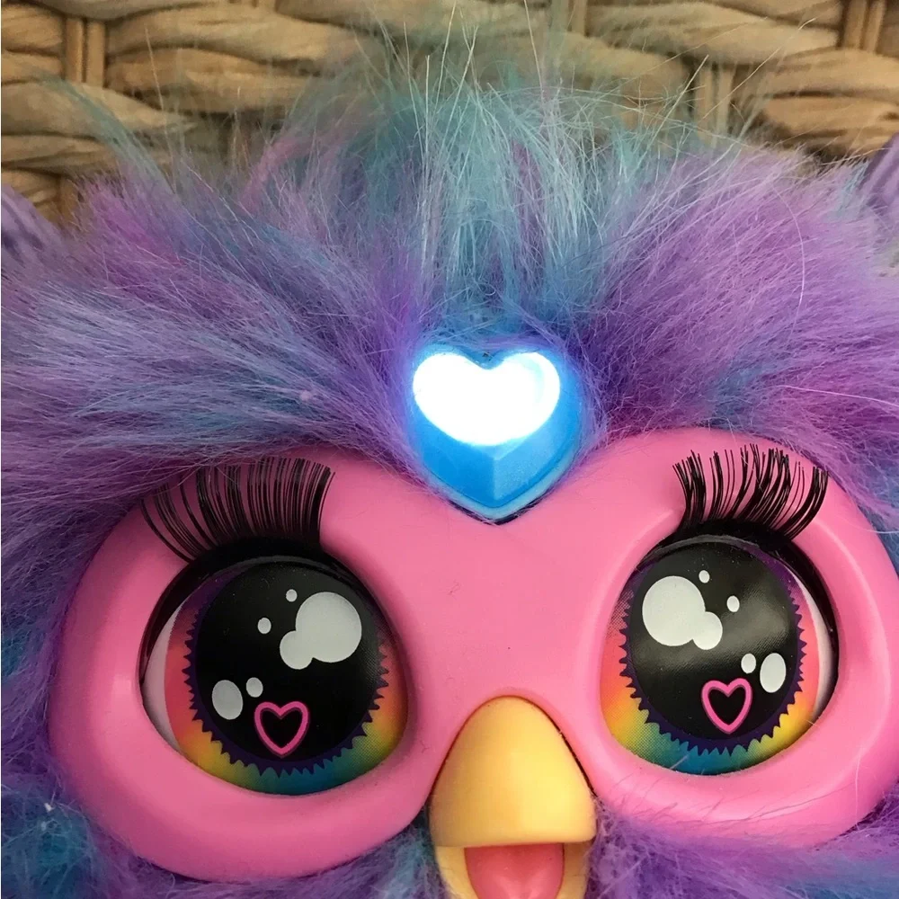 Furby Purple Plush Tie Dye Interactive Toy 2023 Glowing Ears Talks WORKS